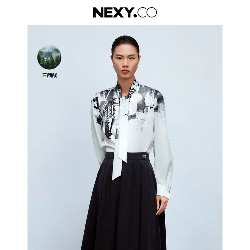 NEXY.CO/奈蔻早秋新款三醋酸衬衫女时尚气质秀款OL通勤XE00568V0