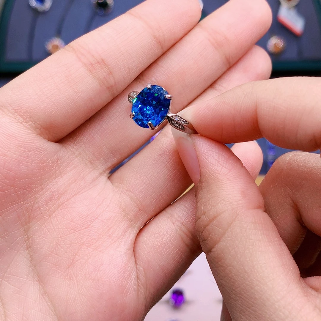 托帕石戒指银S925镶嵌