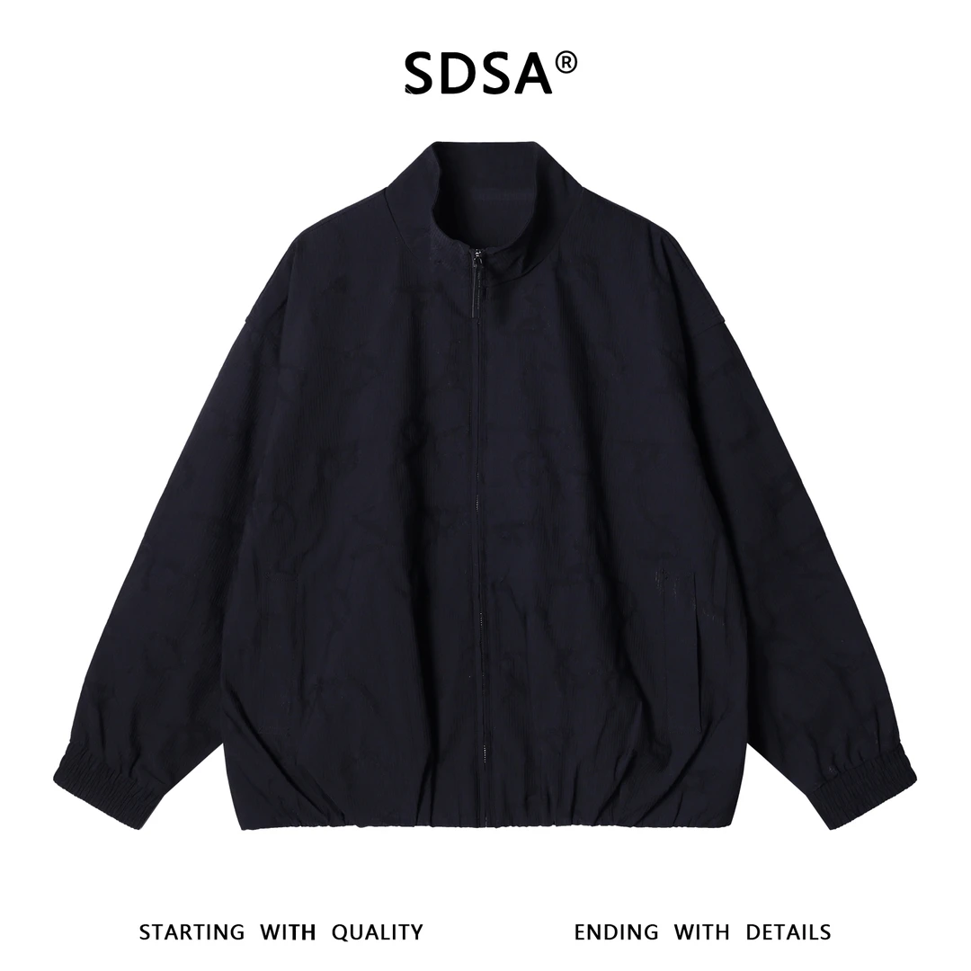 SDSA男士秋冬新款痞帅男装韩版纯色竖纹拉链拉链夹克百搭时尚外套