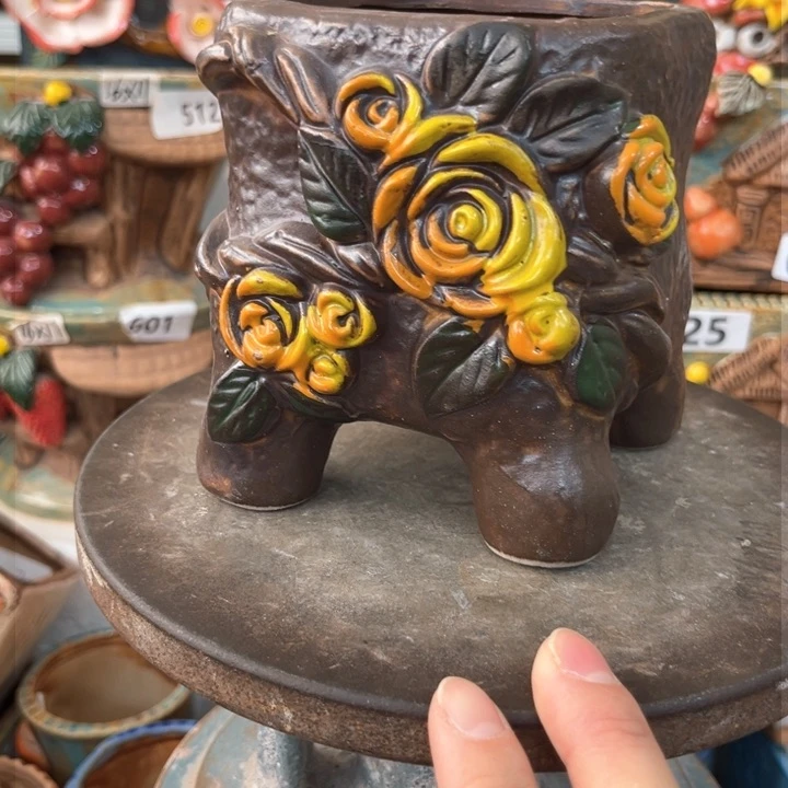 紫砂花盆粗陶材质多肉花盆发货两个