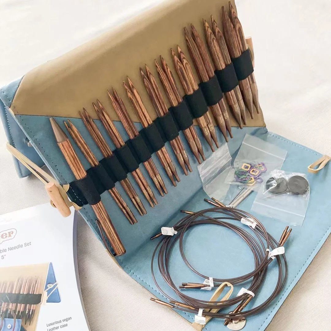 直播Knitpro Ginger复古木可拆卸环针套装带图解支架31281/31282