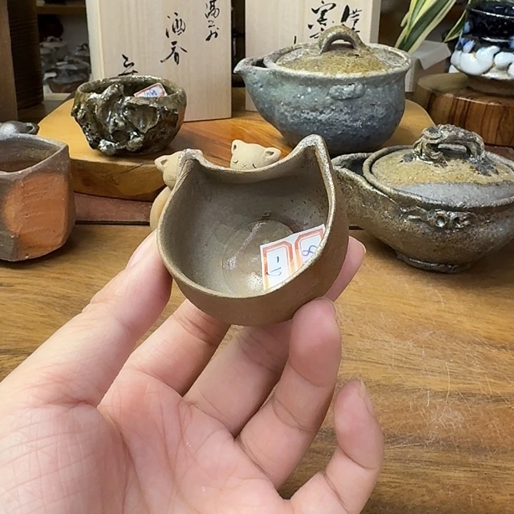 土器女士备前烧小猫主人杯福利一口价