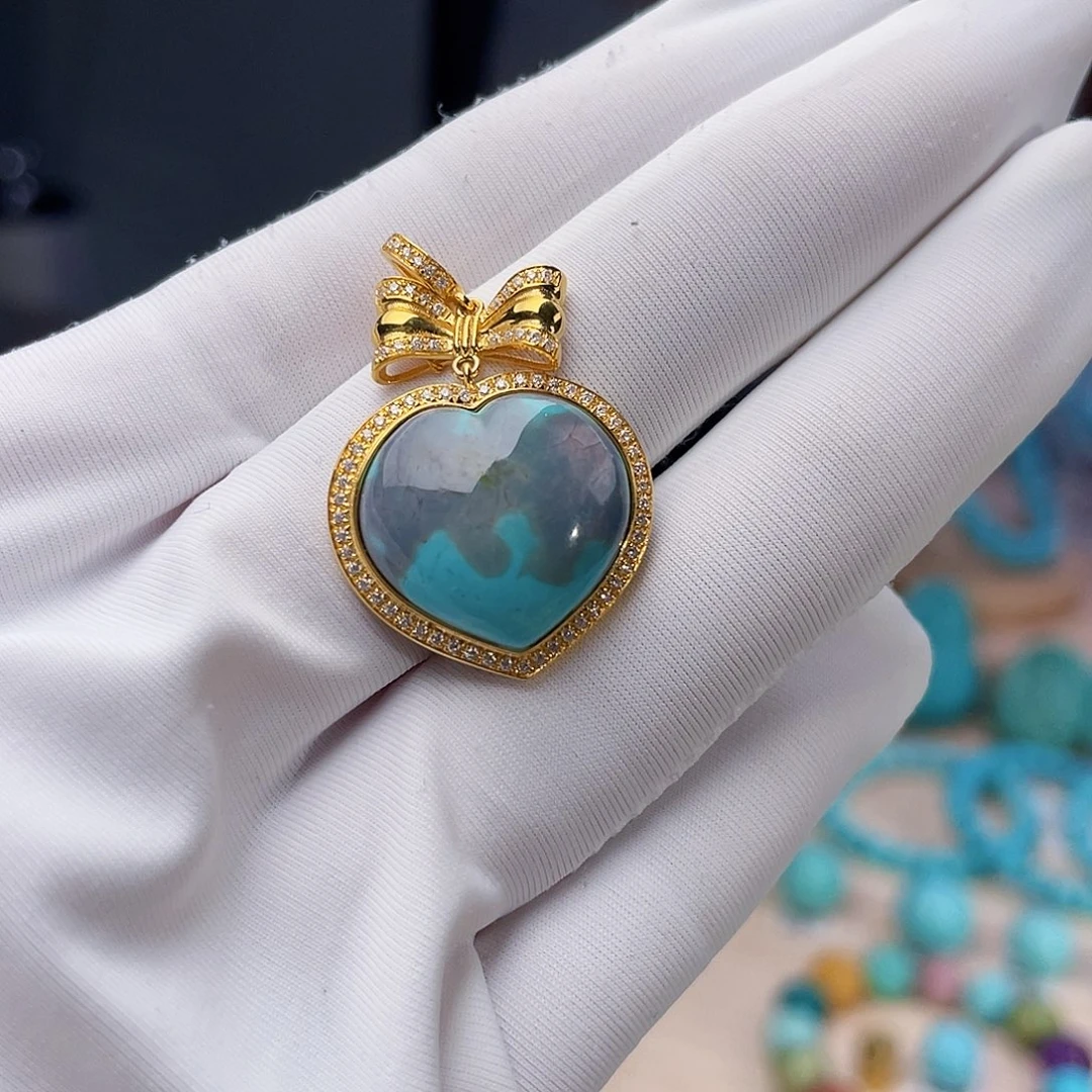 绿松石珠宝奇石18K金镶嵌