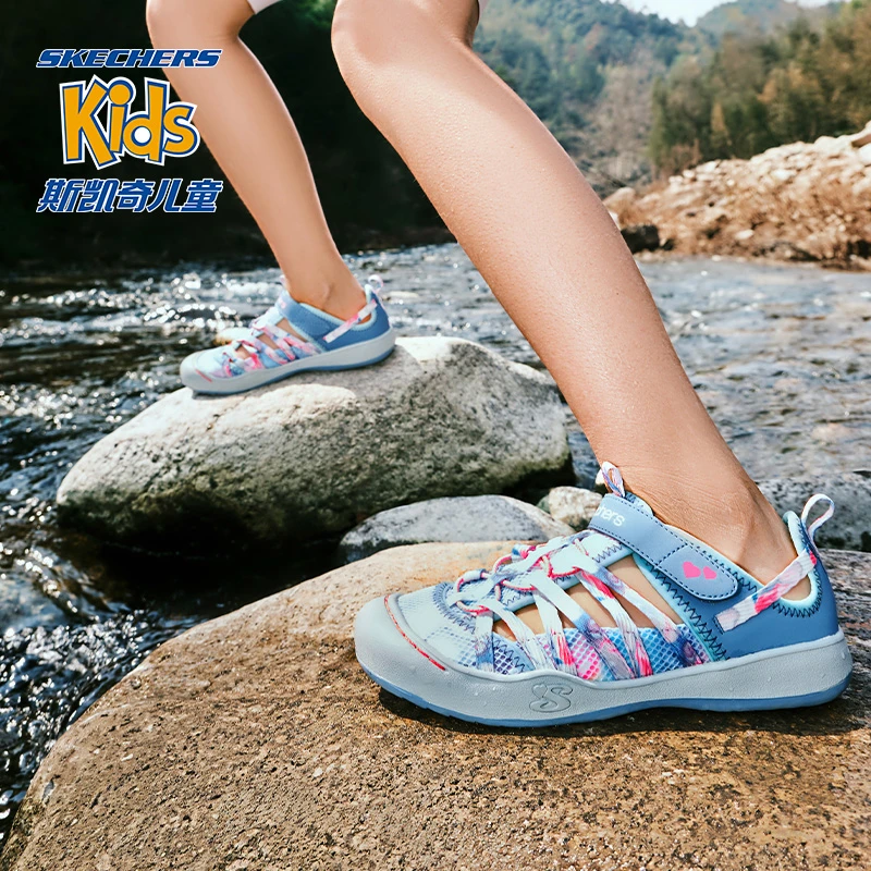 【彩虹豆涉水速干】斯凯奇夏季透气儿童凉鞋户外运动儿童女童凉鞋
