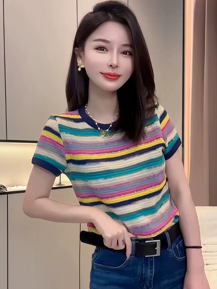 【杰苹夫妇专属】彩虹条T恤短袖夏