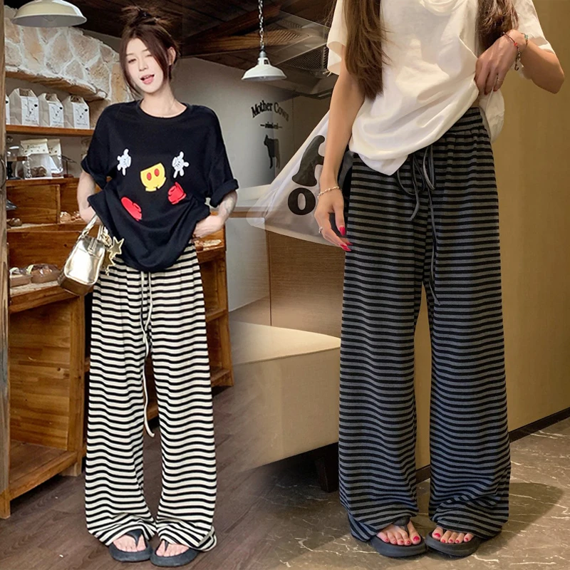 孕妇裤子夏季新款休闲外穿条纹控软糯米裤athflow风遛弯春秋长裤