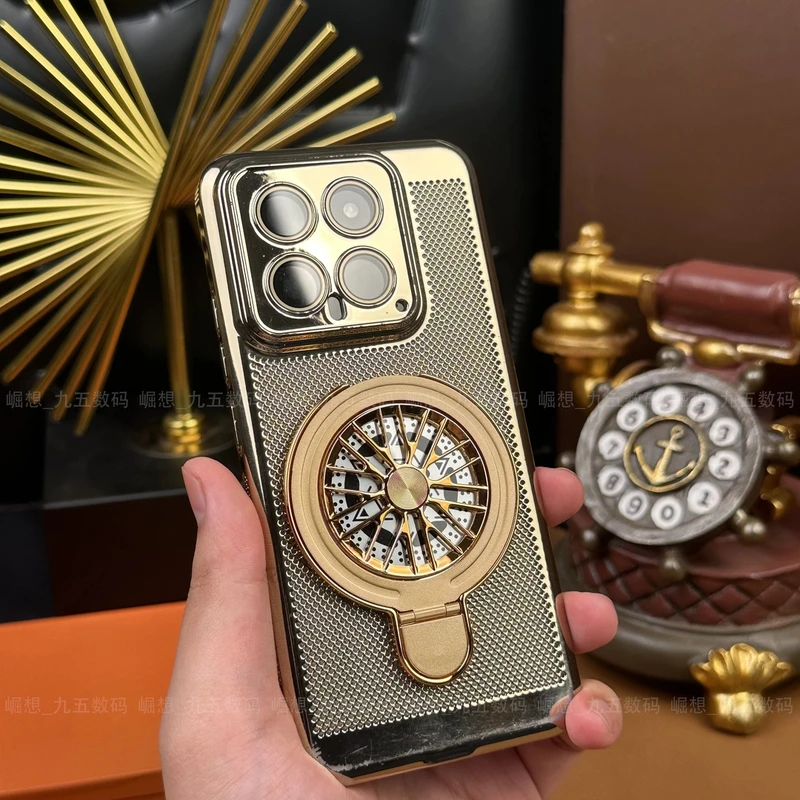 【五金支架+自带镜头膜】适用于小米14电镀散热防摔支架全包壳