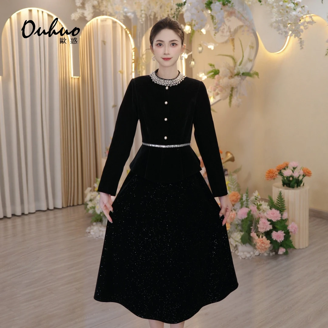 现货【米米定制】2025年秋冬新款轻奢优雅时尚气质连衣裙OHDRI11073