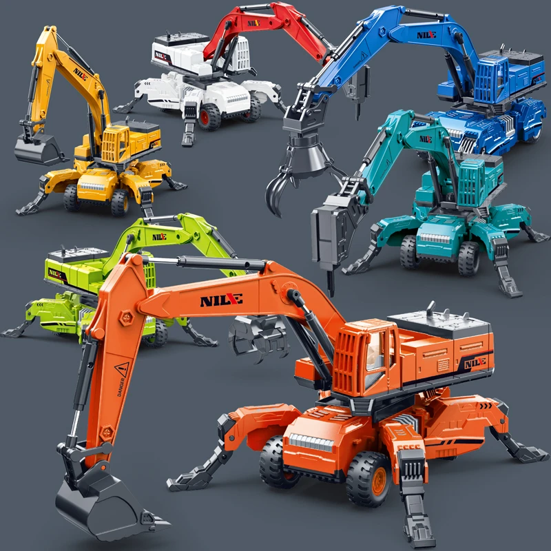 仿真大号重型惯性工程车挖掘机抓木机破碎钻机模型儿童玩具车男孩