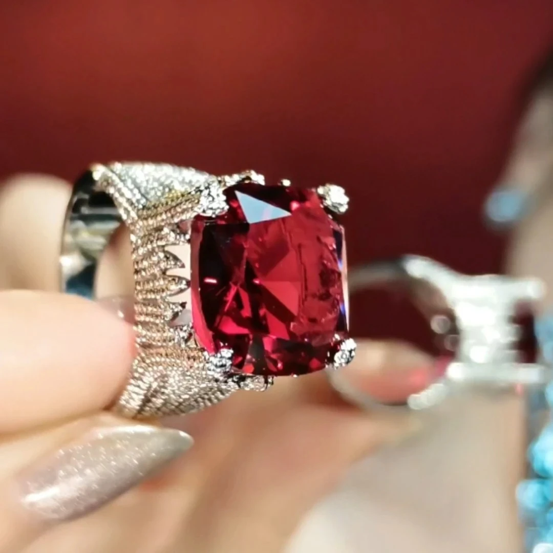 铜合金珐琅戒指 车厘子女人味法式复古大颗闭口--戒指