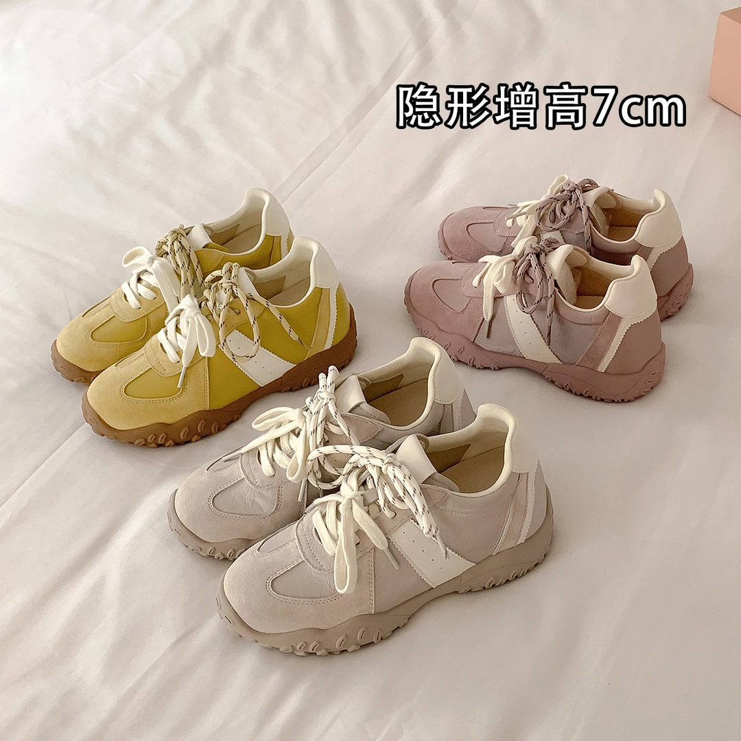 爆米花德训~7cm内增高圆头系带运动老爹鞋内增高休闲鞋-255952-1