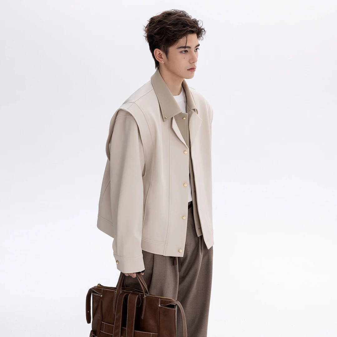 CHOR 秋季cleanfit新款高级感撞色翻领夹克男生设计感穿搭痞帅潮