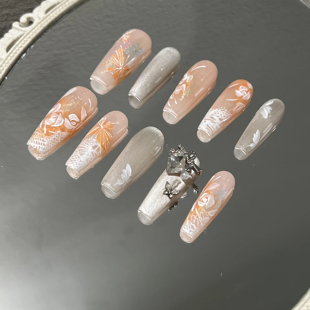 【落霞】手绘系列纯手工穿戴甲-梵耀