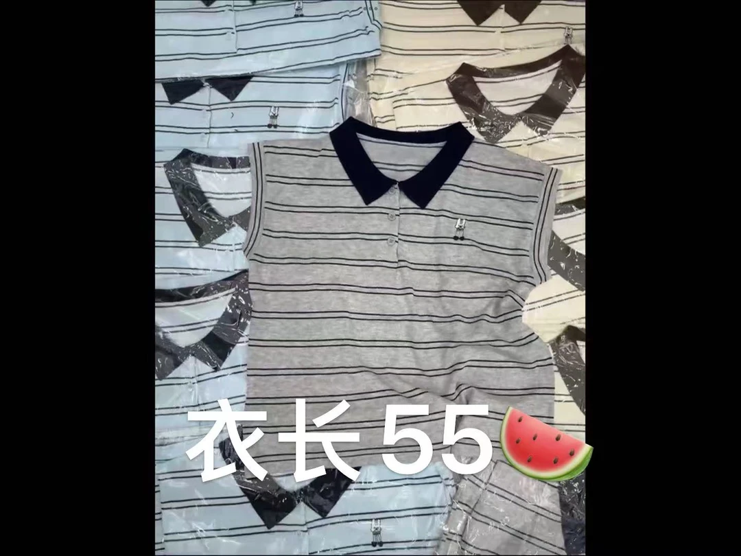 【艳子】510小个子～翻领条纹无袖针织短袖