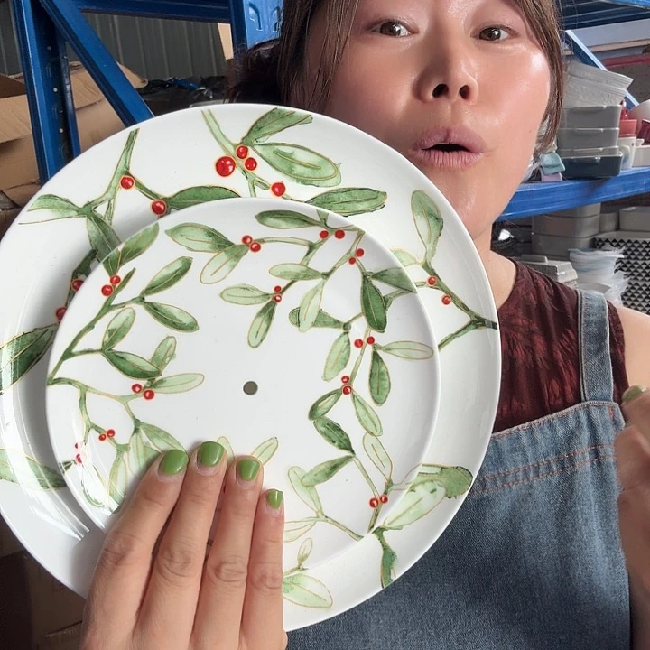 外贸尾单高温陶瓷微瑕双层盘