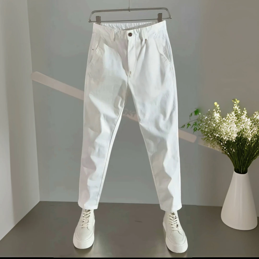 修身弹力新款休闲裤春夏季2025男装白色薄款轻奢韩版百搭轻商务