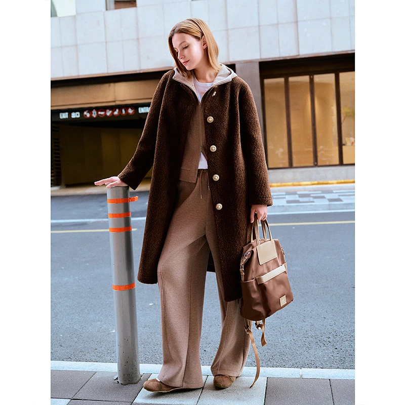 十二篮25冬新款环保颗粒绒大衣女通勤保暖外套中长款7C65580180