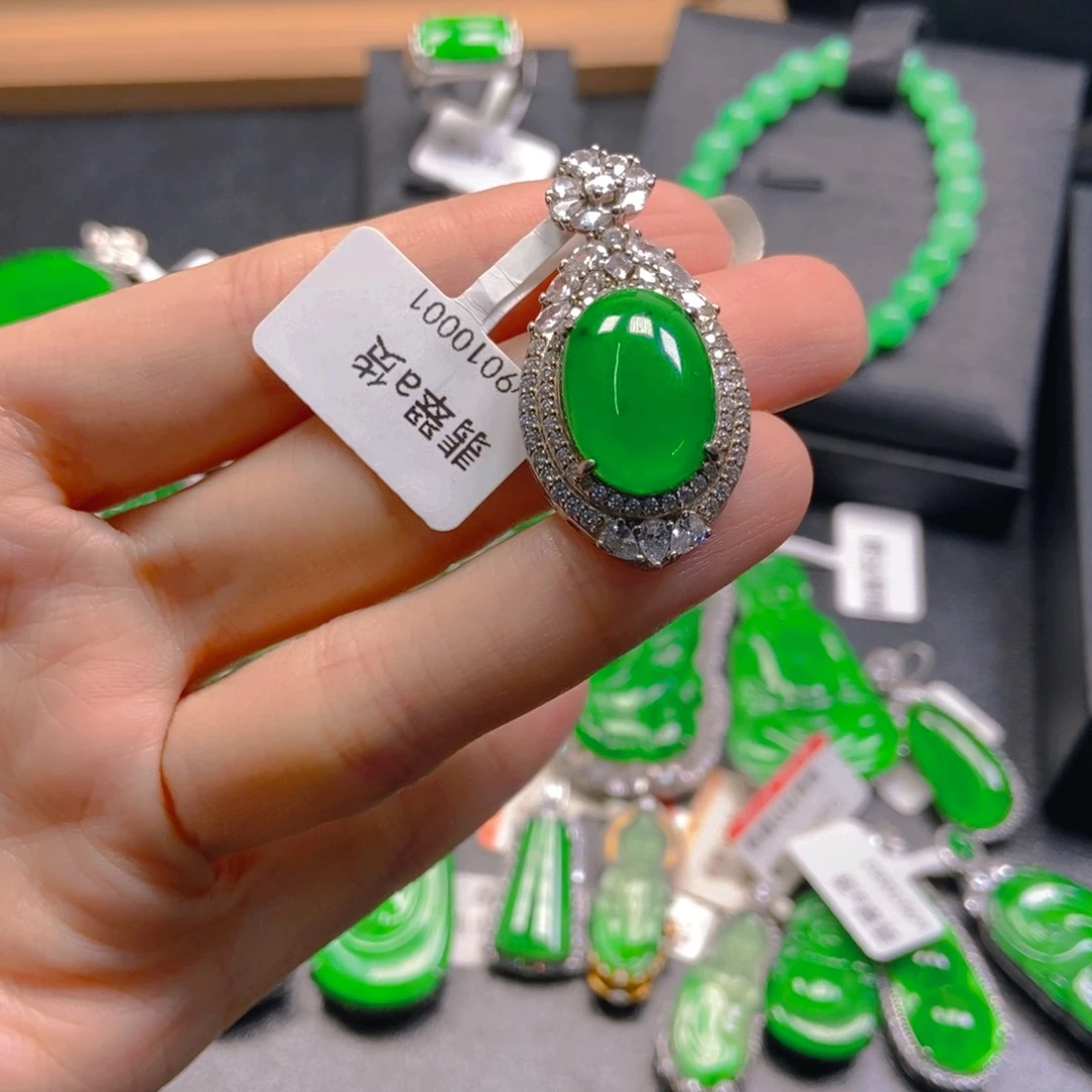 翡翠银S925镶嵌吊坠(不含链)