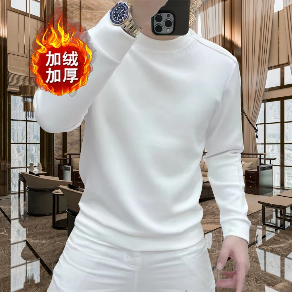 潮牌圆领卫衣男秋冬印花长袖加绒宽松套头休闲百搭运动潮流上衣