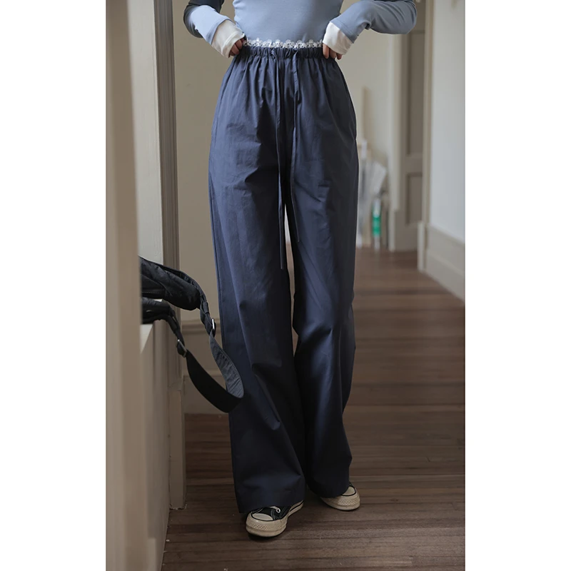 【1.17清清】觅定藏蓝色直筒休闲裤阔腿裤松弛感宽松长裤DK10719