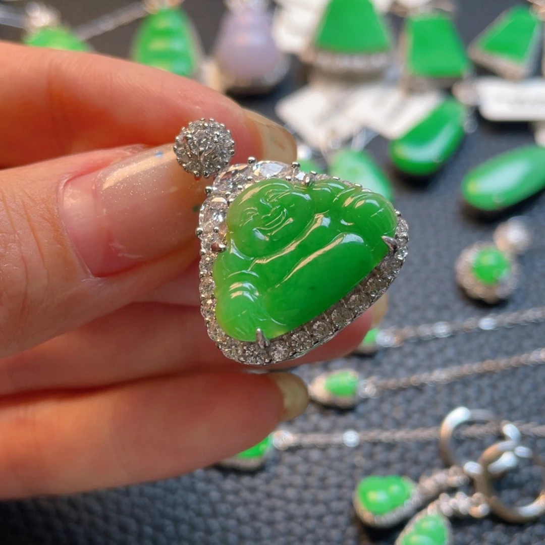 翡翠银S925镶嵌吊坠(不含链)