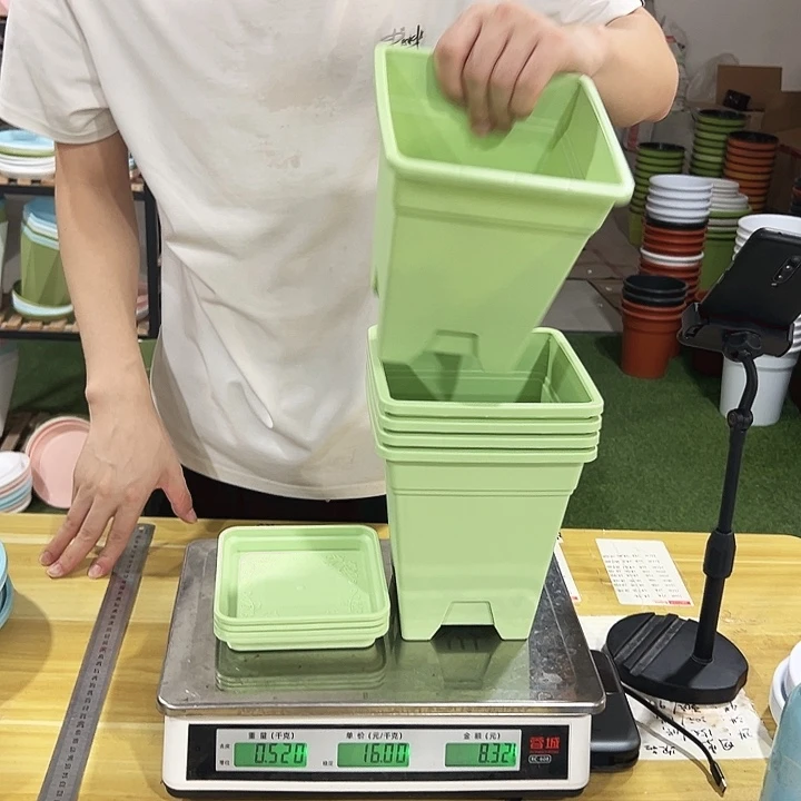正品方盆口16高18果绿带托5只