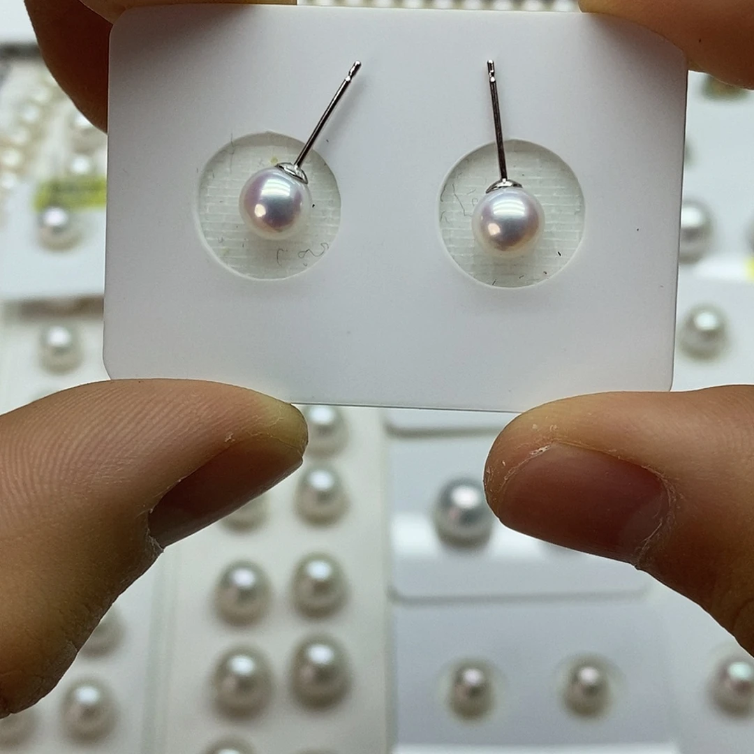 未镶嵌淡水珍珠耳饰6-7