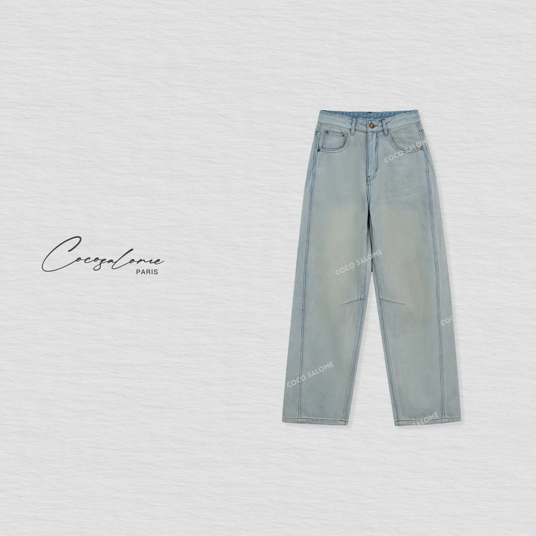 韩彬彬CS"香蕉牛仔裤"时尚百搭气质直筒女款休闲牛仔裤9312-(10)