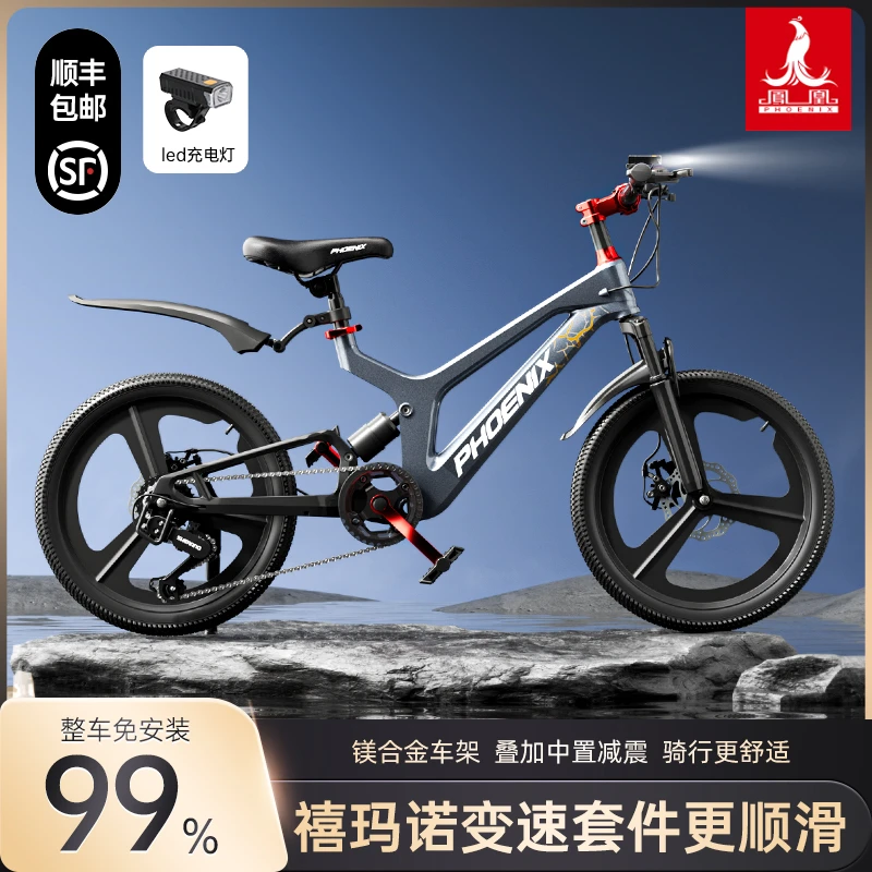 凤凰镁合金儿童自行车男女孩中大6-11岁青少年18-22寸山地单车