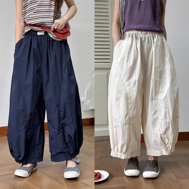 巴拉童年25夏季超薄女童裤子儿童速干灯笼裤宽松九分气球裤中大童