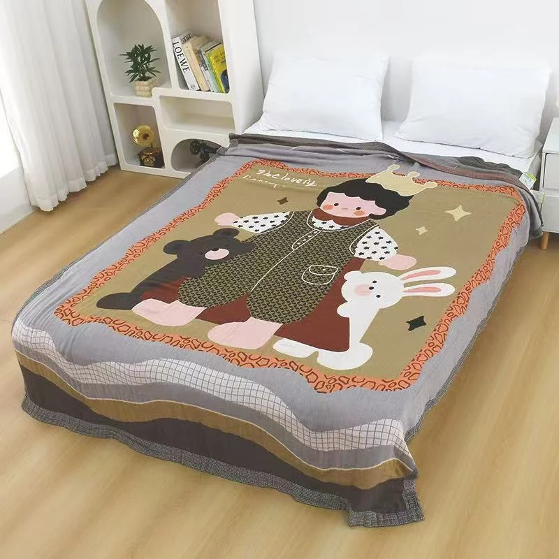 【动物王子】150*200cmA类竹纤维多功能夏季流苏冷感毯午睡毯