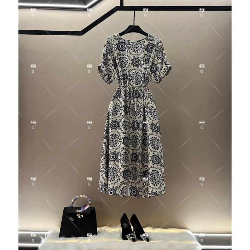 【贞】春夏丨设计师显瘦轻奢法式时尚印花女士连衣裙 GS-57269
