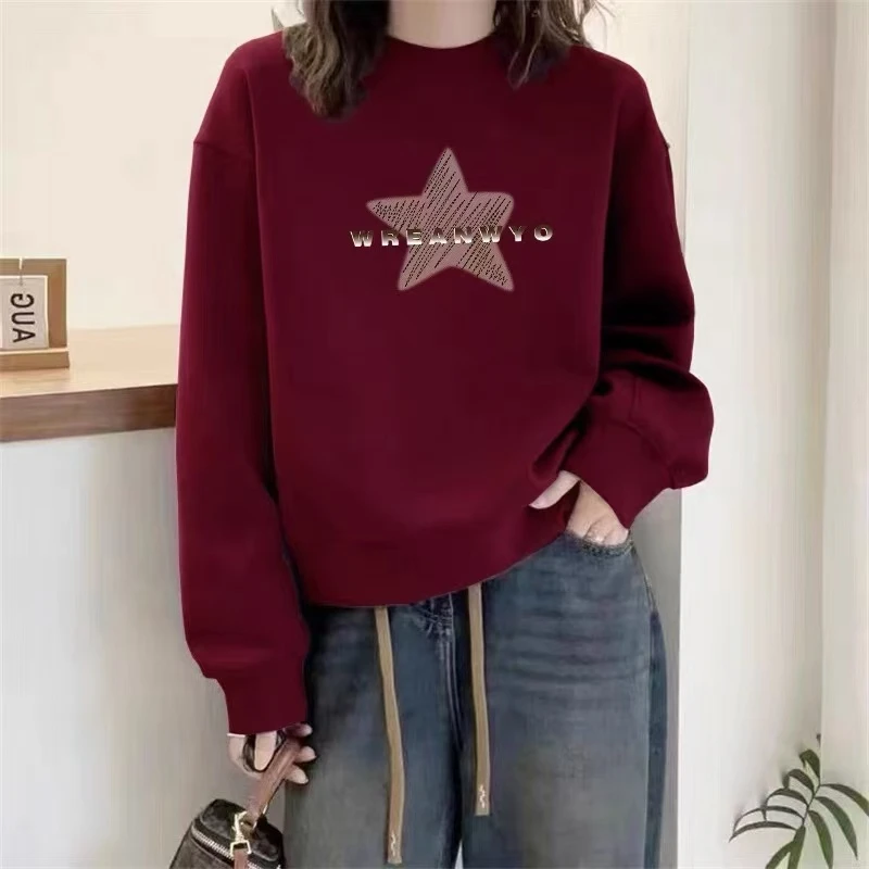 春秋季女士圆领卫衣2025新款宽松显瘦洋气小个子爆款百搭长袖上衣