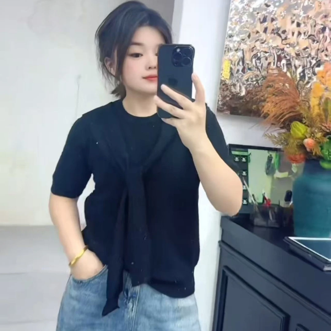 秋季不起球薄款圆领时尚春秋法式毛针织衫针织女装8306