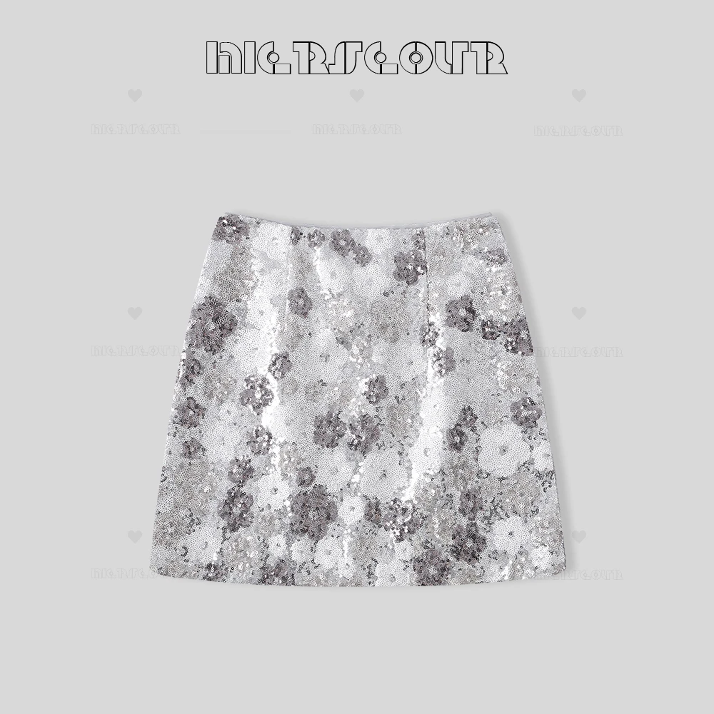 【花蕾盛开】新款亮片花朵时尚短裙2672