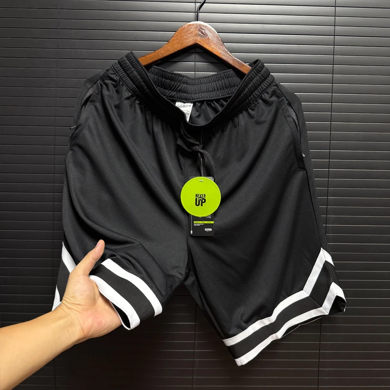 复古美式短裤男子拼接户外宽松运动休闲直筒五分裤拉链口袋篮球裤