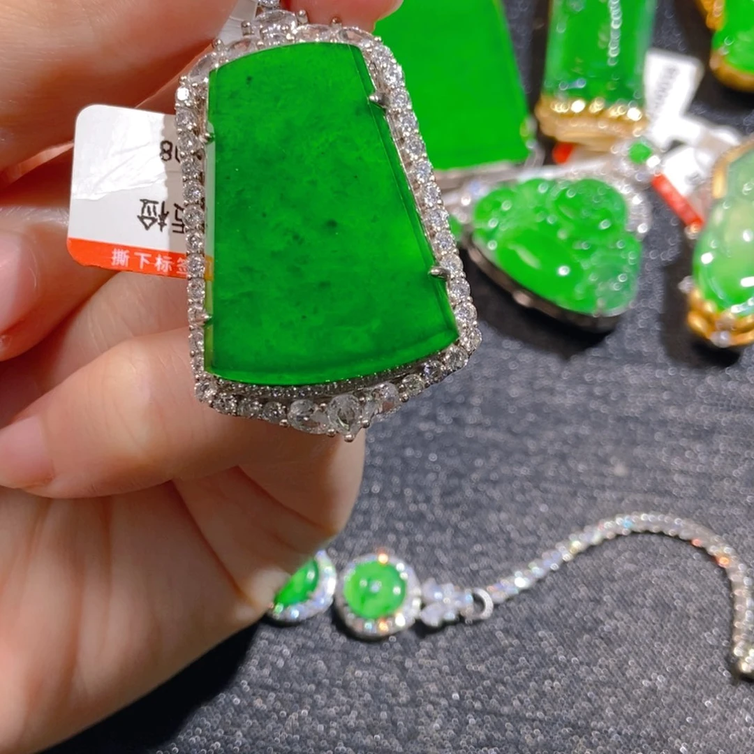 翡翠银S925镶嵌吊坠(不含链)