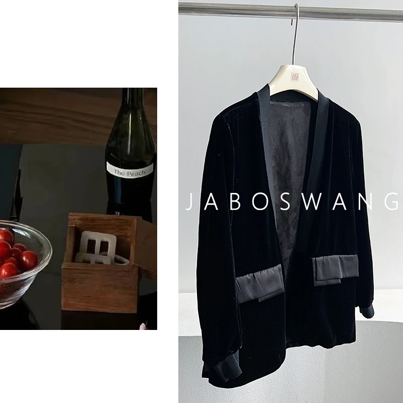 S1480丝绒休闲西服2025新款春秋季女款西装外套
