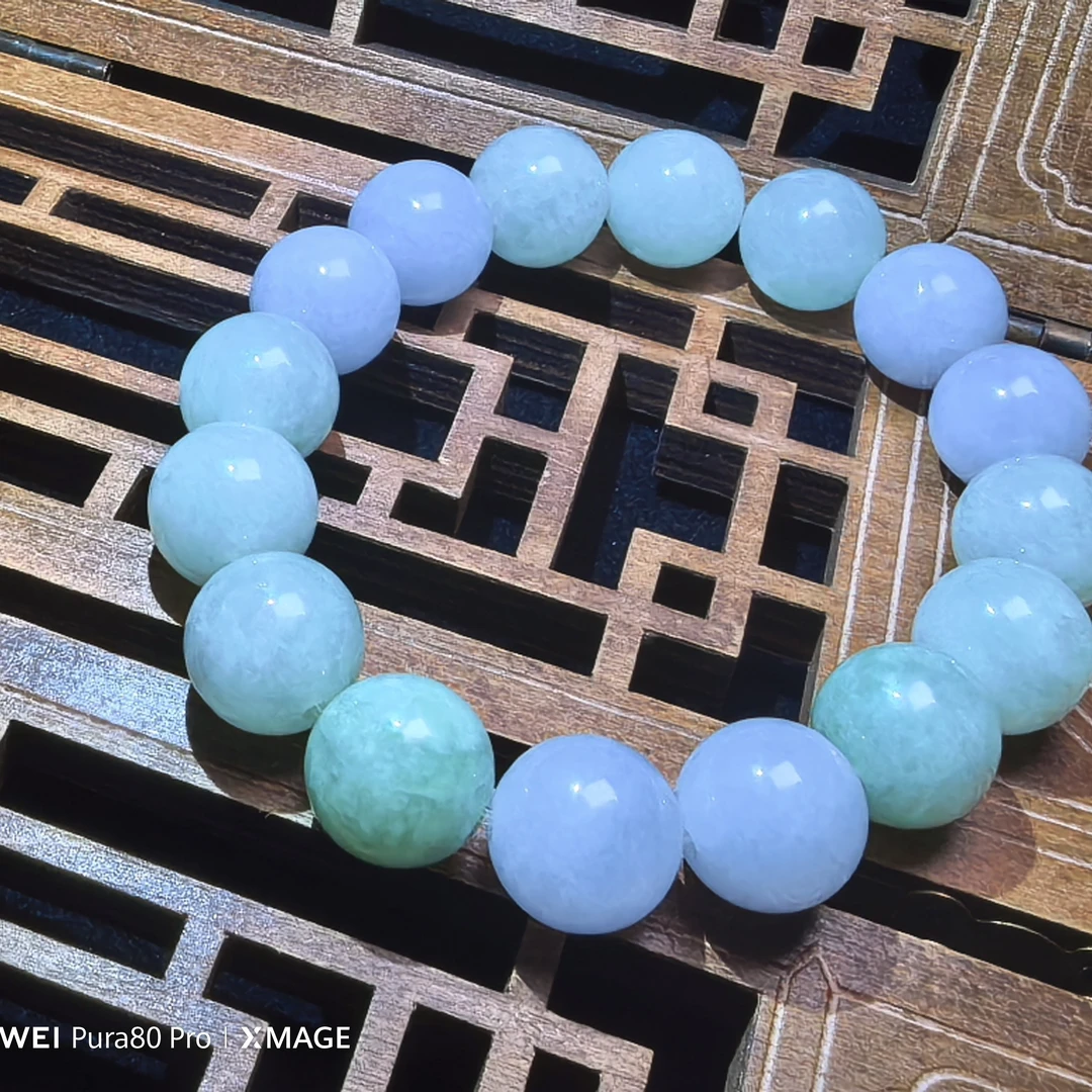 翡翠A货老坑晴水白月光圆珠时尚百搭