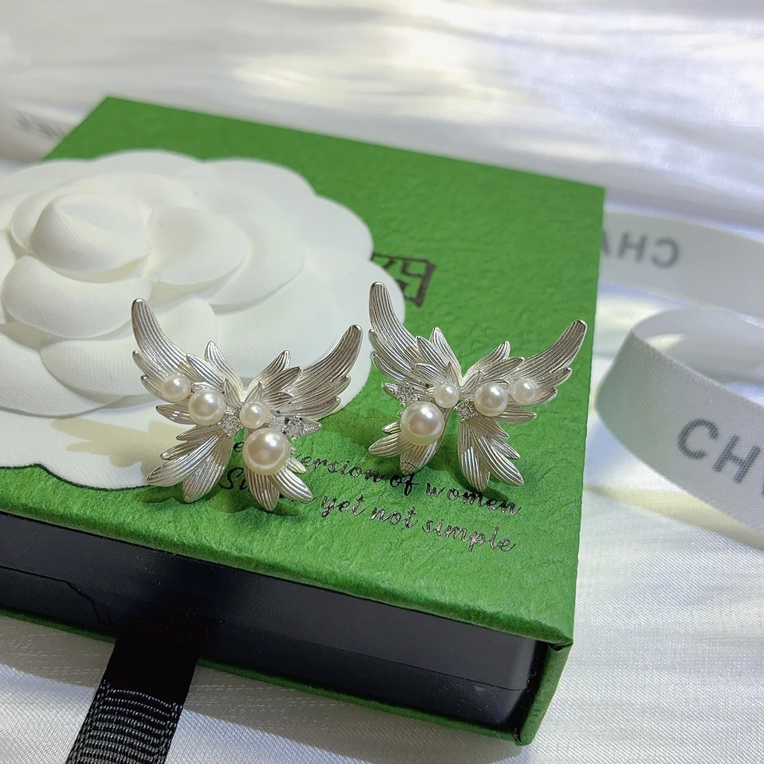 铜合金合成锆石耳饰 东大门定制耳钉 轻奢小众仙气甜美精致古风