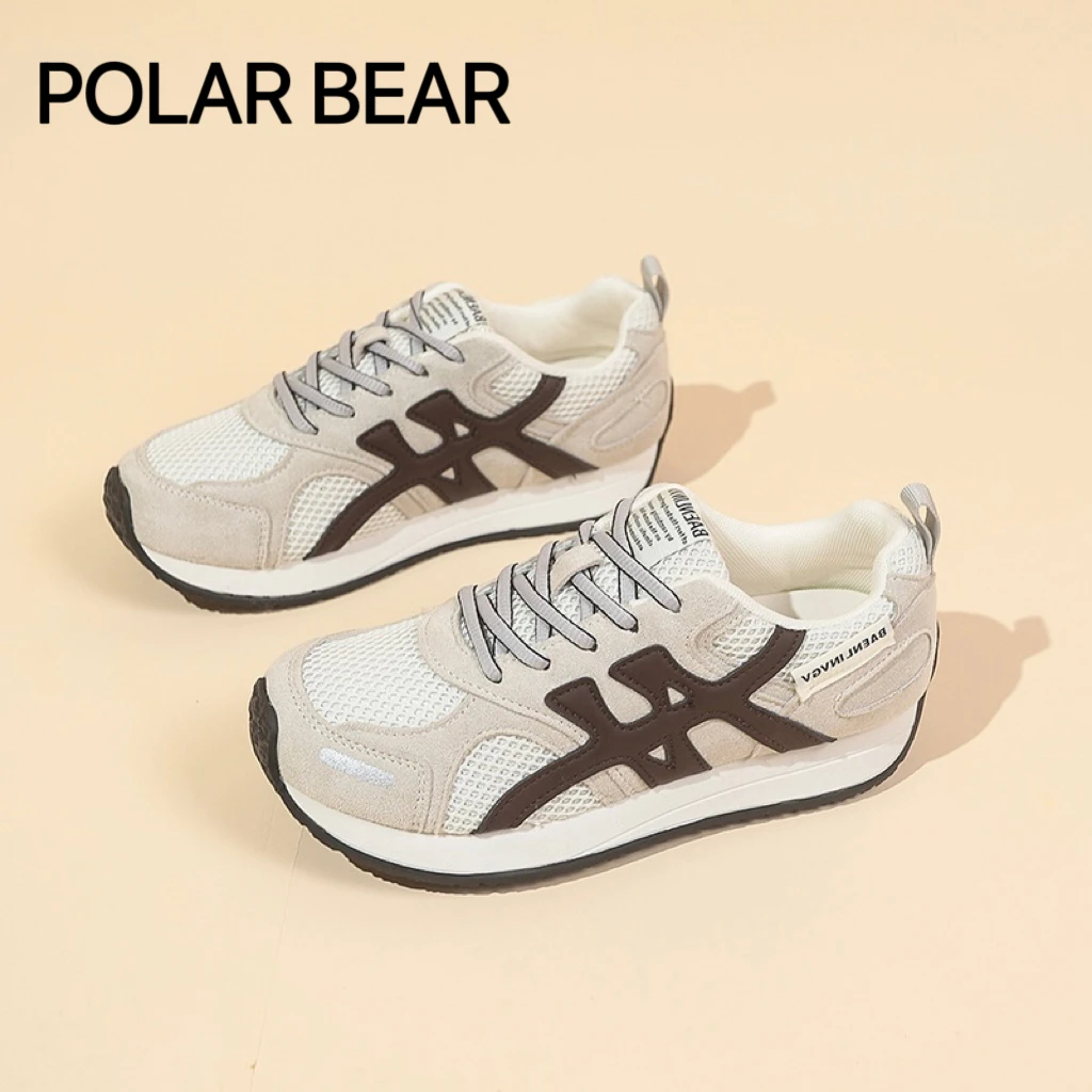 POLAR BEAR 2025春季新款百搭圆头系带防滑休闲阿甘鞋子2351-1