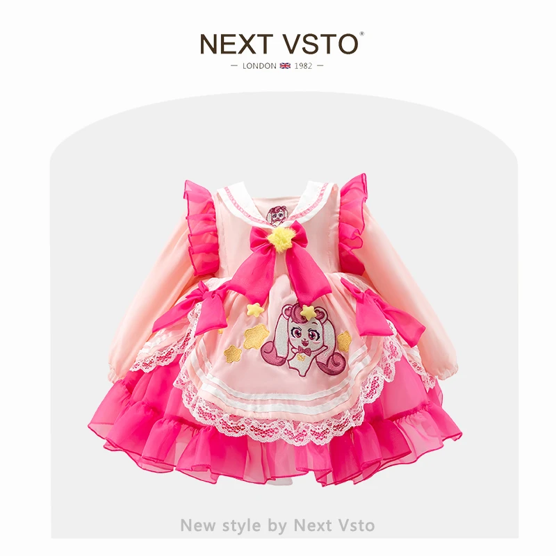 英国NEXT VSTO女童爱心奇妙萌可公主裙春秋小女孩洛丽塔蓬蓬纱裙