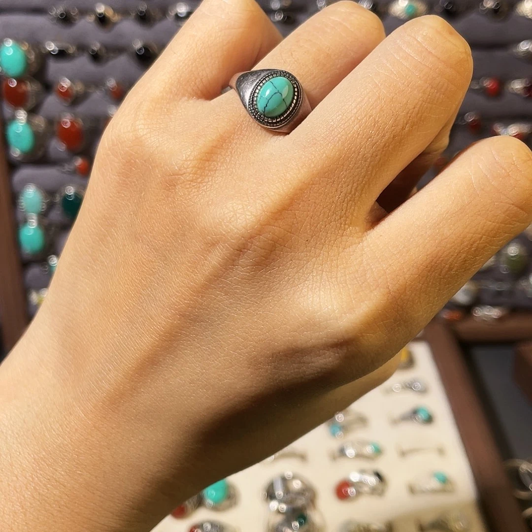 玻璃足银镜面戒指