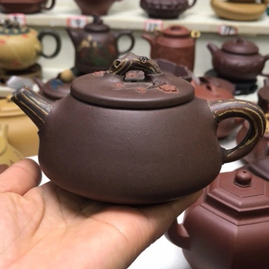 紫砂茶壶绞泥石瓢250毫升