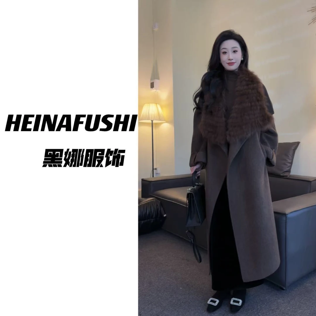 HEINA清仓【C位出场】可拆卸狐狸毛3穿羊毛大衣3369