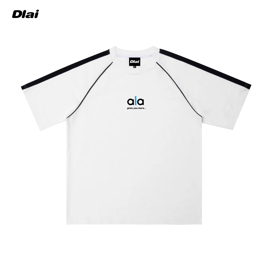 DLAI（拼接字母logo）国潮重磅纯棉男女同款t恤美式短袖25新款发泡