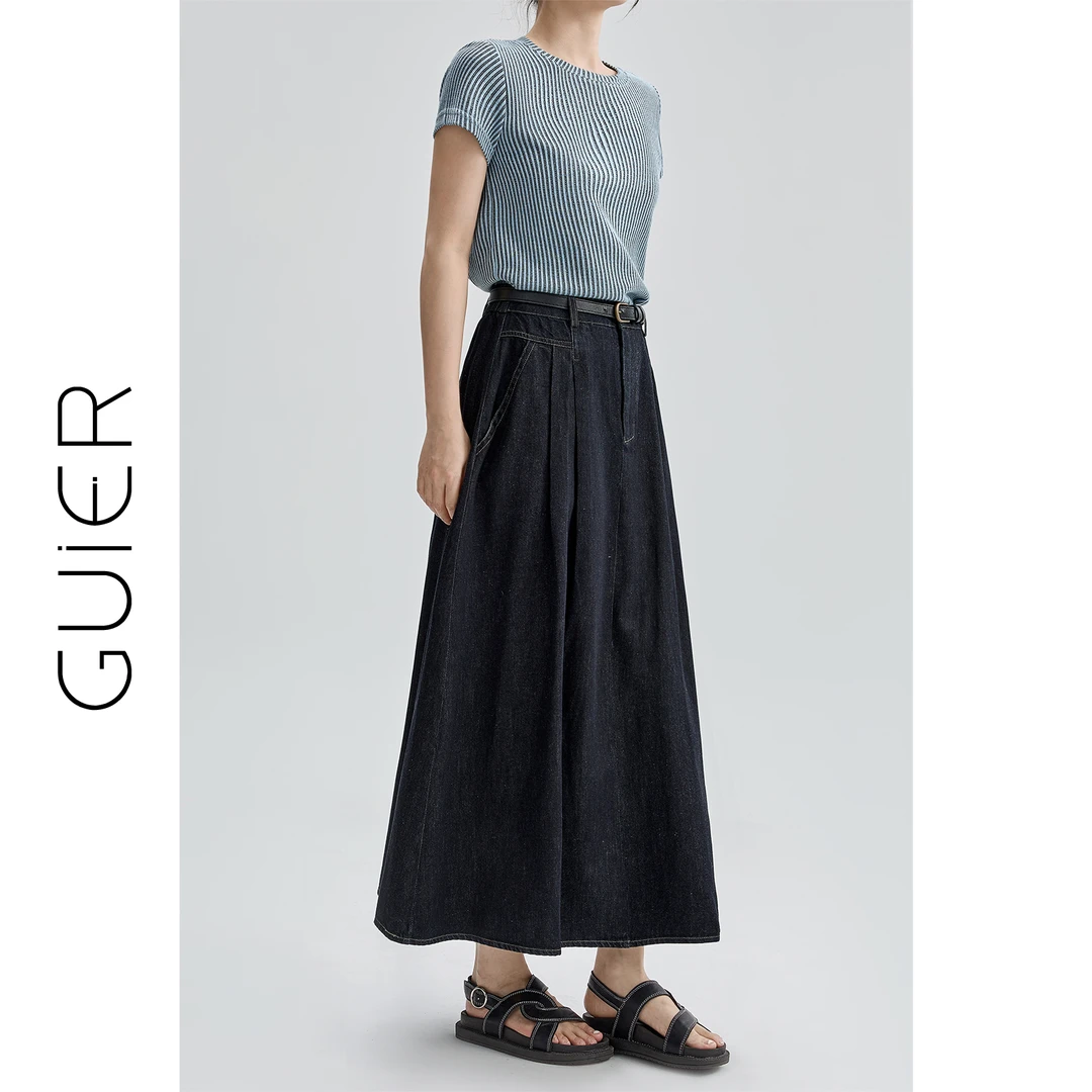 黑色牛仔半身裙女2025新款夏季复古设计感高腰显瘦a字裙G5460