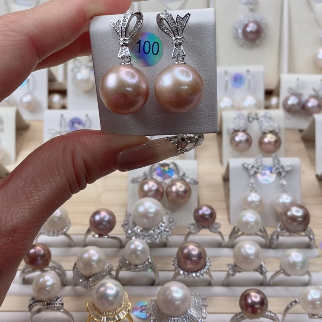 淡水珍珠耳饰银S925镶嵌妮