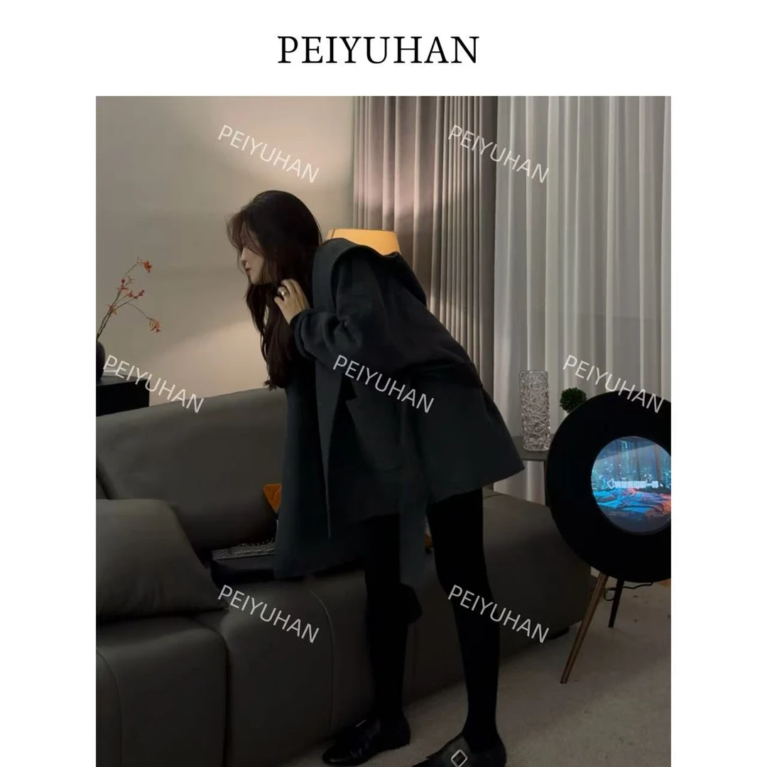 PEIERNA佩佩WA 【腰带连帽大衣】双面全羊毛大衣外套 S1786 6116137