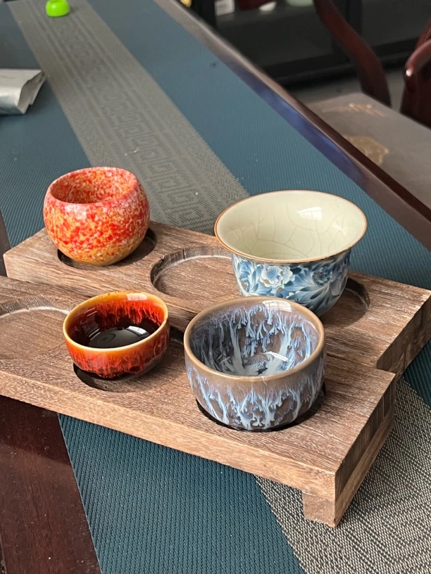 ins陶瓷杯厅意式浓缩杯子一豆套装冷萃复古咖啡木质托盘008